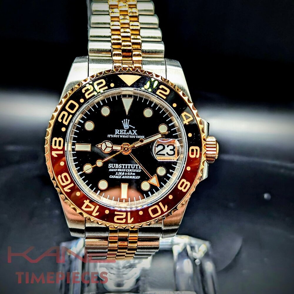 RELAX ROOTBEER GMT DIVER MOD WATCH AUTOMATIC NH34 - Seiko Mod by KANE Timepieces